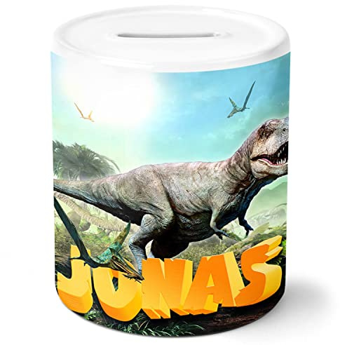 timalo® Dino Spardose personalisiert mit Namen | Personalisierbares Geschenk Sparschwein Dinosaurier Geschenkidee für Jungen | spardose-kind-9