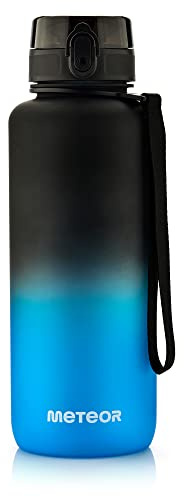 meteor Water bottle 1500 ml – Secure flip lid with lock for daily hydration – Durable and practical sports water bottle for training and travel – Sport water bottle Black/Blue