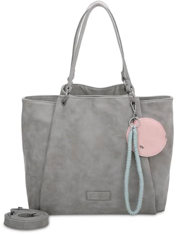 Fritzi42N Vintage Shopper Kunstleder Damen Handtasche Umhängetasche Festival City vegan abnehmbare Tasche Vintage-Waschung 33 x 45 x 18 cm – Schwarz, Rosa, Braun, Grün, Grau, Pink, Blau, Curry