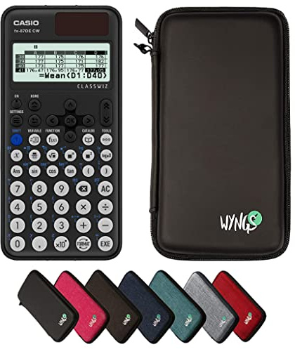 Casio fx-87DE CW ClassWiz inkl. WYNGS Schutztasche Schwarz - Wissenschaftlicher Taschenrechner - Basic Set