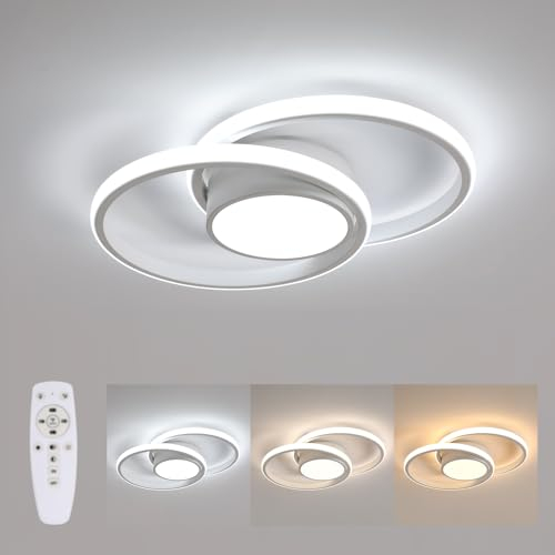 Plafoniera LED Soffitto Moderna, Lampada da Soffitto Dimmerabile con Telecomando 40W 4500LM, Lampadario Rotondo LED Bianco in Acrilico per Soggiorno, Camera da Letto, Cucina, Ufficio, 3000K-6500K