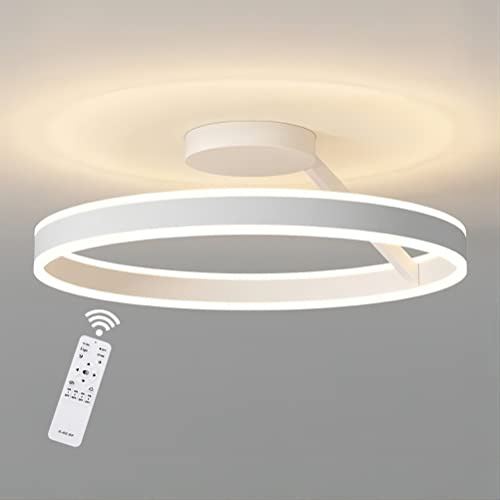 Modern Deckenlampe 48W Dimmbar LED Deckenleuchte Wohnzimmer Weiß Wohnzimmerlampe Schlafzimmerlampe Ringen Deckenbeleuchtung Lampen für Schlafzimmer Arbeitszimmer Küchen Restaurant Esszimmer, 40CM