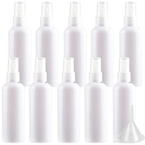 LusDoly 100 Stück, 100ml Weiß Plastik Kunststoff Sprühflasche Mit Transparent Sprüher Nachfüllbar Sprühflaschen Leer für Parfümzerstäuber Zerstäuberflasche Reise Flakons