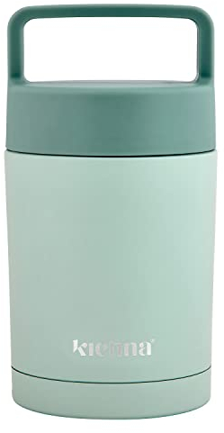 Kichna Double Walled Stainless Steel thermal Food Flask | BPA Free Lid Leak & Spill Proof Jar with Handle | Keeps Cold for 6Hrs or Hot for 6Hrs - Pistachio Green
