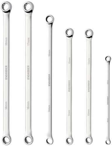 BINGCOBBER Jeu de 6 clés à œil doubles mixtes,Clé polygonale extra longues 8-19 mm