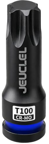 JEUCLEL Chiave a impatto Torx stella a 6 punti T100, presa Torx 1/2 pollice quadrata lunga 3 pollici, adattatore di cacciavite allungato in acciaio Cr-Mo.