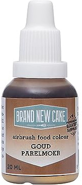 BrandNewCake® Airbrush Lebensmittelfarbe Gold Perlmutt 20ml - Essbare Lebensmittelfarbe für Kuchen und Torten Dekoration