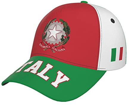 RFSHOP Gorra de béisbol italiana con la bandera de Italia con impresión completa para hombres adultos, gorra de fútbol para partidarios del patriotismo, color negro, N.º 1459, Talla única