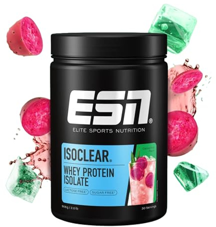 ESN ISOCLEAR Whey Isolate Protein Powder, Cactus Fruit, 908 g, Proteinlimo con delicioso sabor afrutado, Whey claro - made in Germany