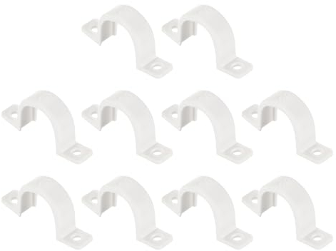 QUARKZMAN Abrazaderas de Tubería de PVC, 50 Piezas de 20 mm (3/4) Abrazadera de Conducto de Dos Agujeros de Plástico para Tuberías Y Cables