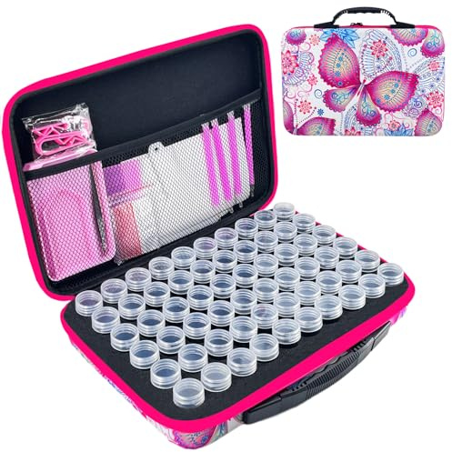 LIRUNQIU Diamond Painting Storage Containers, 60 Slots Diamond Art Accessories and Tools Kits Storage Box for Jewelry Beads