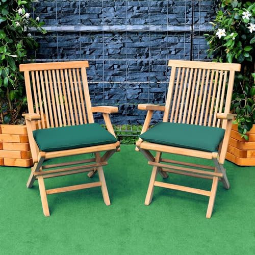 Teako Design Teak Klappstuhl Alessandria mit Armlehne - 2 Stück, wetterbeständig, FLEGT-lizenziert, Outdoor Stuhl, pflegeleicht, langlebig, umweltfreundlich (Grün)