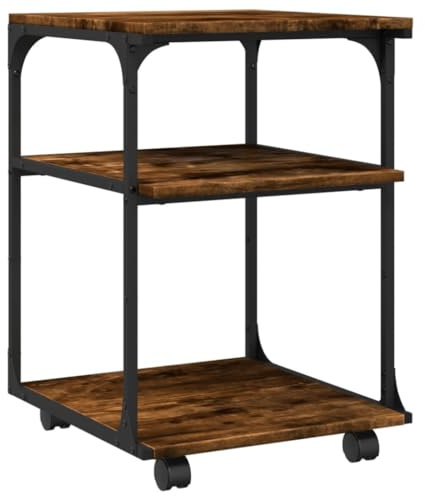 vidaXL Druckerständer 3 Ablagen Räuchereiche 43x48x64 cm Holzwerkstoff