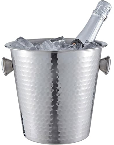 Buckingham Wine Bottle Cooler Stainless Steel Champagne Ice Bucket Elegant Drinks Chiller for Parties Weddings Catering & Home Use 21.5 cm 4.8 litres (Hammered Effect)