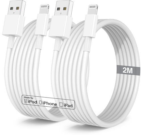 Cavo iPhone 2 Metri [Certificato Apple],Lungo Cavetto iPhone Lightning Ricarica Filo,USB A 2M Caricatore Cable Ricarica Batteria Per iPhone 14 Pro Max/13/12 Mini/11/X/XS/Max/XR/SE/8 Plus,iPad Air