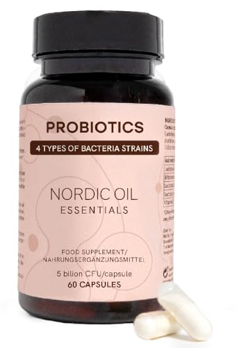 Probiotika für darmsanierung | 60 veganes kapseln mit 10 Bakterienstämmen + Vitamin C | 25 Milliarden KBE/Kapseln | Hochdosiert inkl. lactobacillus & bifidobacteria | Glutenfrei & vegan | Nordic Oil