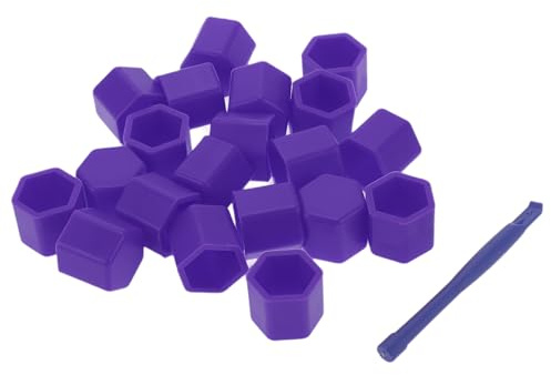 VekAuto Tuerca De Perno De Rueda 19mm Tapas De Tornillo De Tuerca De Neumático Tapas De Polvo Cubierta De Protección De Tuerca De Silicona Púrpura Exterior Con Herramienta De Extracción