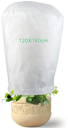 Akuoly Protección invernal de fieltro de invierno para plantas, protección contra heladas, saco para plantas de maceta, 180 x 120 cm