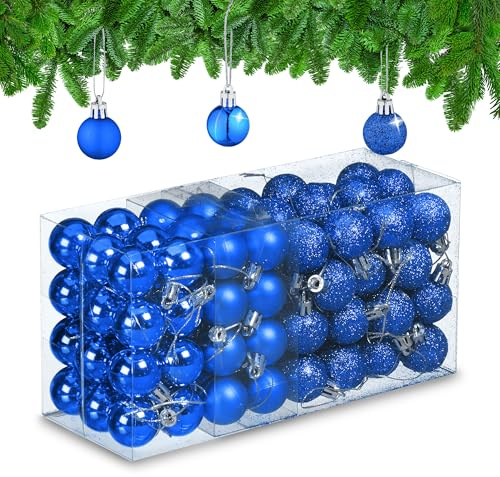 Relaxdays Weihnachtskugeln 96er Set, glitzernde, Matte & glänzende Baumkugeln, Weihnachtsbaumdeko, Kunststoff, Farbwahl