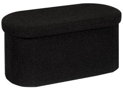 Bonlife Sitzbank mit Stauraum, klappbare Sitztruhe, Aufbewahrungsbox, Fußbank, Liebe, für Schlafzimmer Wohnzimmer Flur, Schwarz,76x38x38 cm