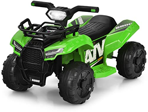 COSTWAY 6V Elektro Kinderquad mit Stauraum, Mini Elektroquad mit Musik, Hupe und LED Scheinwerfer, Kinder Quad 2 km/h, für Kleinkinder ab 18 Monaten (Grün)