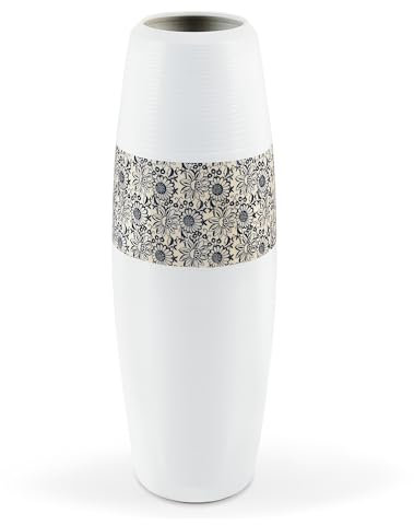 fanquare Grands Vases Blancs Sols Debout, 50cm de Haut Vase de Fleurs Moderne en Céramique Décorative pour l'herbe de la Pampa Salon Bureau