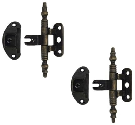 PuntoLuceLed 2 Pezzi Cerniere lega metallica con finitura decorativa bronzata/ottonata con scodellino 27 mm per mobili antichi e ante in battuta - Stile Arte Povera