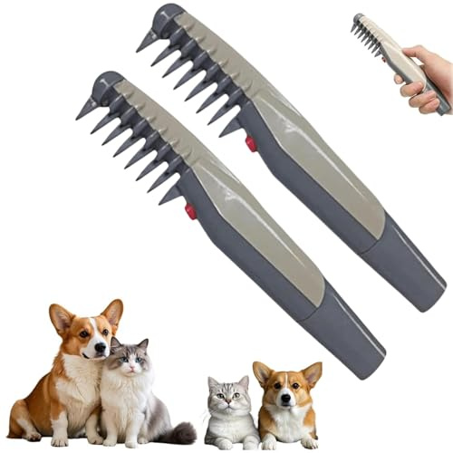 Lifweb Mataway E-Comb, Glosrity Mataway E-Kamm für Hunde und Katzen, 2025 Neues 2-in-1 elektrisches Haustierpflege-Werkzeug, Haarschneider & Knotenentferner für alle Rassen (1 Stück) (2 Stück)