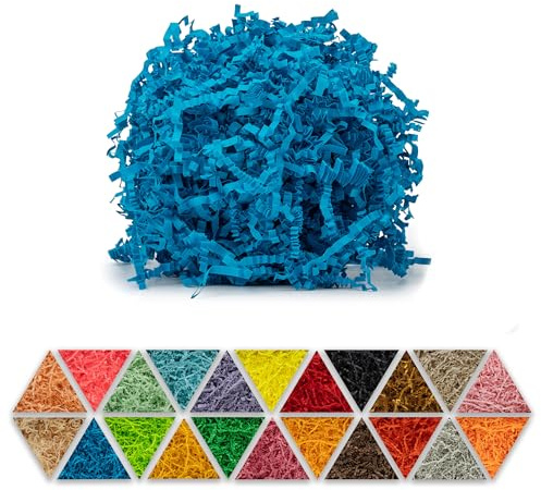 Blau Füllmaterial aus Papier 1kg – biologisch abbaubares Verpackungsmaterial, ideal als dekorative Füllung für Geschenkboxen & Geschenkkörbe sowie als Polstermaterial für Pakete