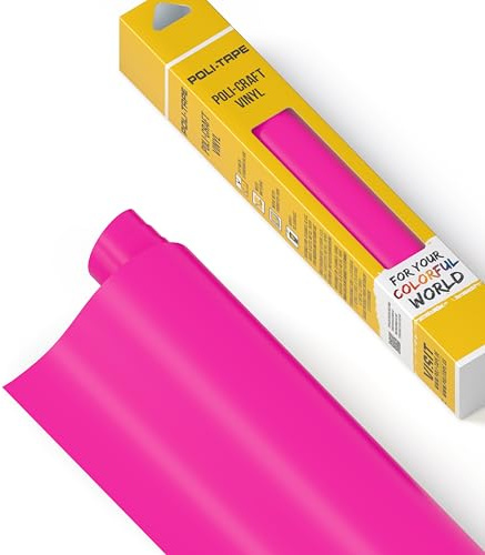 POLI-CRAFT Vinyl Klebefolie (PERMANENT) - selbstklebende Plotterfolie für DIY-Projekte, Neon Pink matt, 30,5 cm x 183 cm