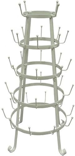 ecosoul Tassenhalter Becher Halter Tassenständer Shabby chic rund antik-weiß lackiert aus Metall 71cm hoch Durchmesser unten: 38cm