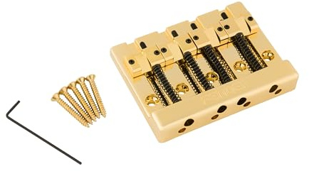 Fender HiMass 4-Saiten-Bassbrücke mit Messing-Sätteln, Gold