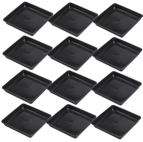 Kisangel Bandejas para Plantas De Plástico Cuadradas 15 Piezas 18x18 Cm Plato De Goteo para Macetas Uso Interior y Exterior