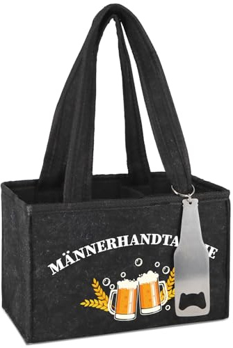 WenmthG Männerhandtasche Bier Filz mit Flaschenöffner Filztasche für 6 Flaschen, Bierträger Flaschenträger Tragetasche Herrenhandtasche Lustige Bier Geschenke für Männer Frauen