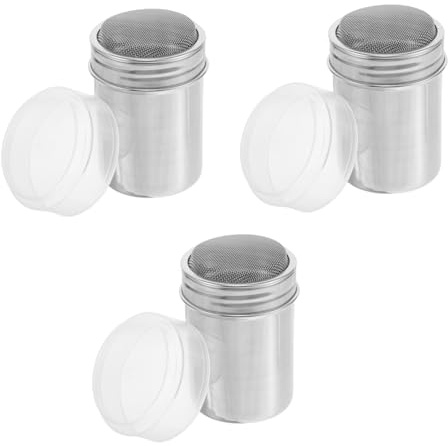 Zerodeko 3pcs Small Stainless Steel Fine Mesh Shaker for Flour Sifting and Coffee Dusting Creative Coffee Tool with Lid for Even Cocoa Powder Distribution and Better Baking Results