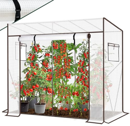 Sekey Gewächshaus Foliengewächshaus 200x170x77cm, Tomatengewächshaus, Weiß | Tomatenhaus Stabil, Gewächshaus Klein Tomatenhaus Balkon Outdoor - Stabil, Winterfest, Luftdurchlässig