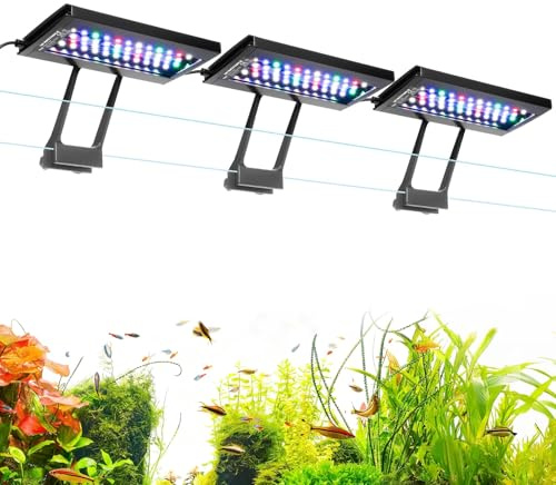 hygger Three Canali Clip On Illuminazione per Acquario LED, 36W Lampada Aquarium, 24/7 Lighting and DIY Mode with 7 Colors, Regolabile Luminosità Luce LED per Acquario for 115-227L Aquariums(3)