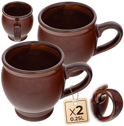 KADAX Tazza in gres porcellanato, 250 ml, per vin brulé, 2 pezzi, tazza in gres porcellanato, tazza da caffè in ceramica, tazza da tè, tazza da caffè, tazza in ceramica (marrone)