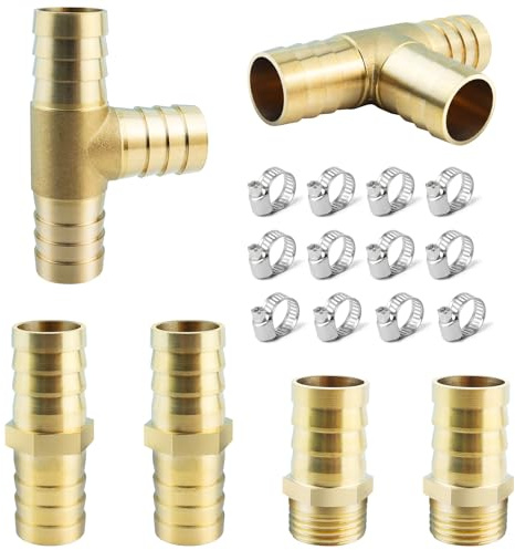 GZjiyu Raccord de Tuyau en laiton 19 mm,avec 12 Collier de Serrage,6PCS
