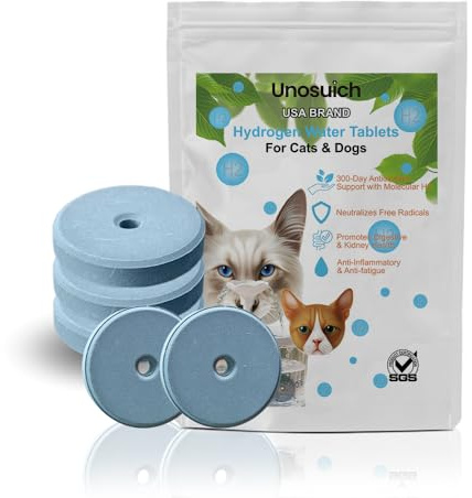 Tabletas de agua de hidrógeno para gatos, 500-1500PPB de alta concentración, apoya el tracto urinario y la salud inmunológica, fácil de usar (5 piezas)