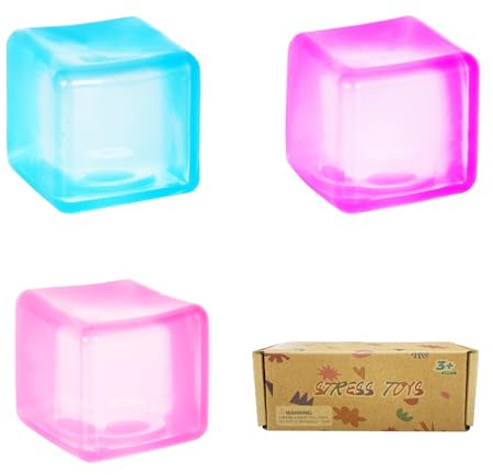 Copfeqyr Anti Stress Ball 3,5 cm – Squishy Fidget Würfel & Knautschball, Sensorisches Spielzeug für Kinder und Erwachsene, Geschenkbox （3.5cm (3pcs)