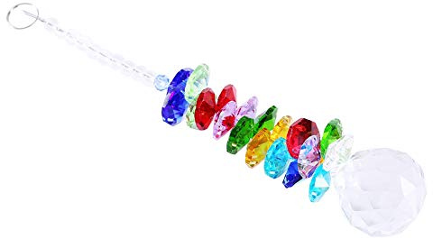 Haofy Crystal Suncatcher, Colorful Crystal Pendant with Transparent Bottom for Window Decor and Lamp Decoration