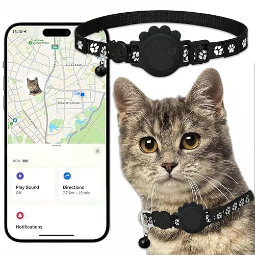 Collare GPS per gatti con localizzatore elettronico (solo iOS), impermeabile, compatibile con Apple Find My No Monthly Fee, ideale per gatti piccoli e grandi, soluzione di monitoraggio avanzata
