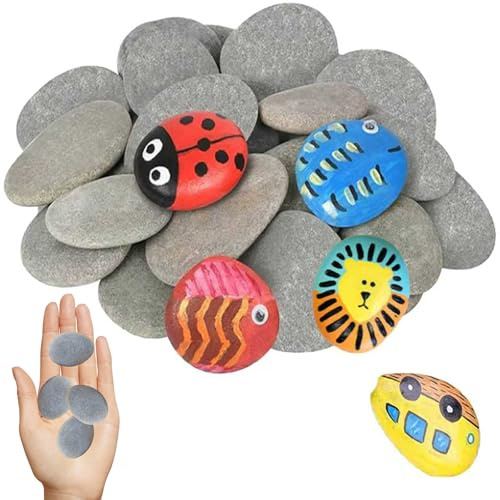 RPHONGHONG 50 PCS Pebbles for Painting, 3-5 cm Rock Painting Natural Smooth Rocks for Painting Stones Rock Painting Kit for DIY Craft School Paint Project Decoration (Grey)
