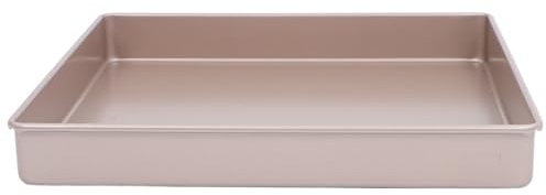 TOPPERFUN Molde Cuadrado para Hornear de Acero al Carbono 28X28X35 CM Bandeja Antiadherente Dorada para Pasteles Tartas Mousse y Pizza Molde para Repostería Profesional y Uso Doméstico