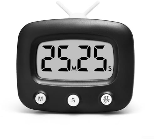 Temporizador electrónico con pantalla grande, funciones de temporizador de cuenta regresiva y cuenta atrás, señal audible de 30 segundos, modo de sueño de ahorro de energía, botones fáciles de minutos
