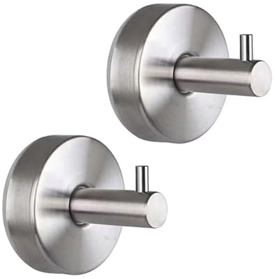 Chliinl 2PCS Suction Cup Hooks, Bathroom Towel Hook Suction Cup Holder Stainless Steel Suction Hook Shower Hooks for Shower Bathroom Kitchen Glass Door Window（Silver）