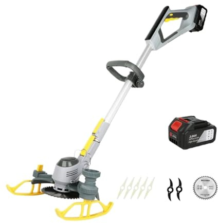 Cortadora De Césped Inalámbrica, Bordes con Ruedas, Desbrozadora Eléctrica 18000 R/min Ligero Buena Potencia(1 Battery)