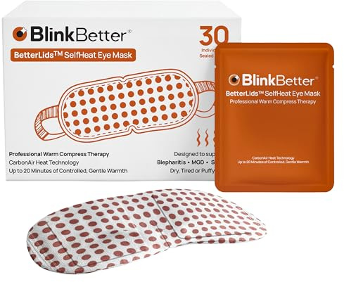 BlinkBetter BetterLids Self-Heating Eye Mask (30 Pack) | Warm Compress Therapy for Dry Eyes, Eyelid Hygiene & Blepharitis Care | Air-Activated Gentle Heat for MGD, Tired Eyes & Daily Lid Support
