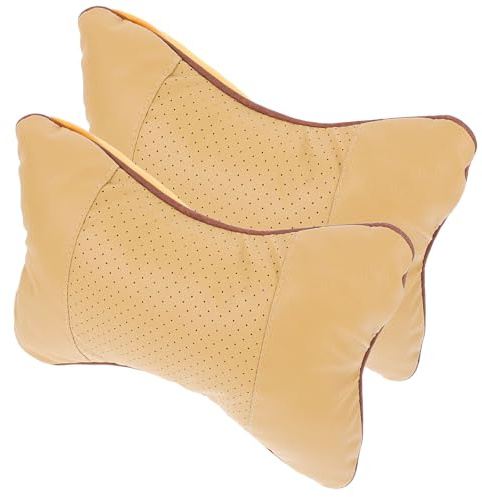 2 Stück-pack Nackenkissen für Auto und Reise, Acryl, Beige | Nackenstütze für Unterwegs, Unterstützt Haltung und Komfort, Praktisches für Zwei Personen